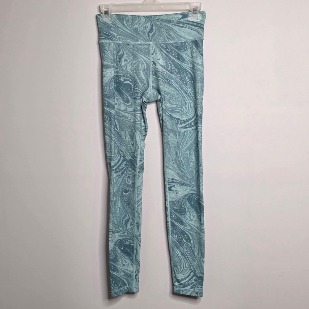 Athleta Girl Leggings XL 14‎ High Rise Printed Chit Chat Tight Blue Marble Swirl